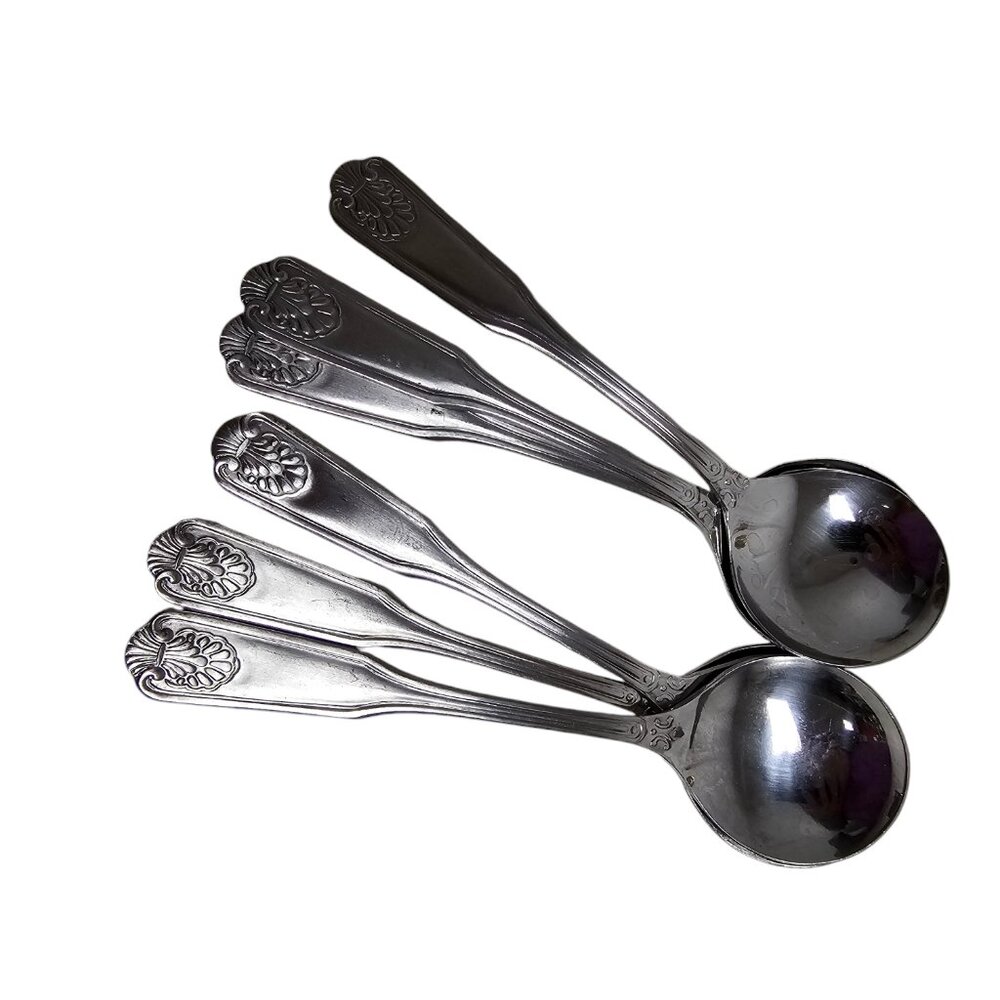 Adcraft shell round soup spoon . crafted in Japan . set of 6